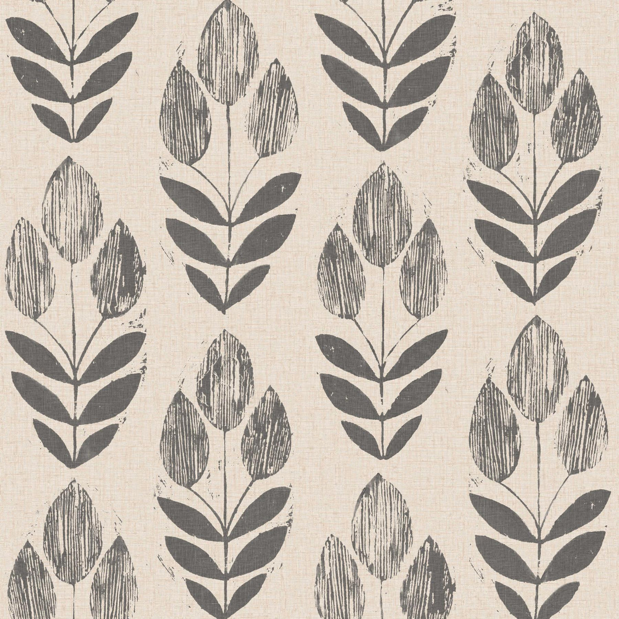 York Scandinavian Black Block Print Tulip Wallpaper