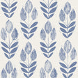 York Scandinavian Blue Block Print Tulip Wallpaper