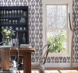 York Scandinavian Blue Block Print Tulip Wallpaper
