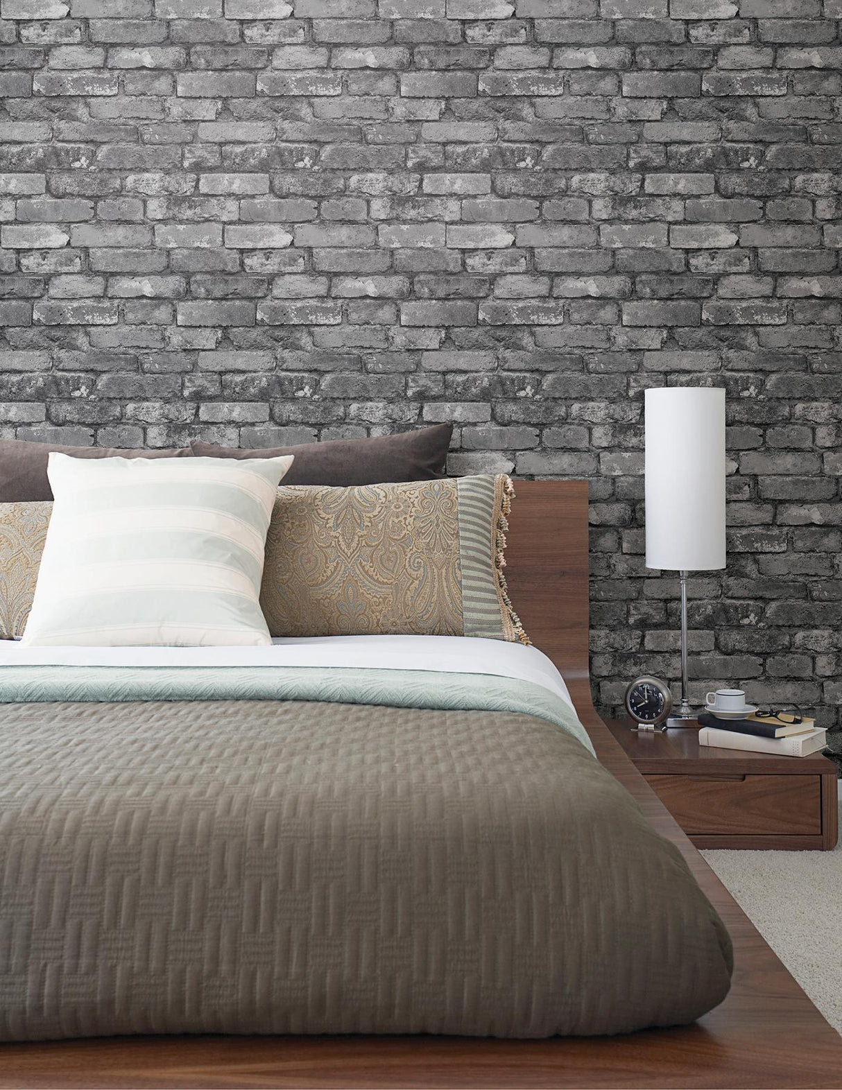 York Brickwork Slate Exposed Brick Wallpaper