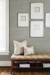 York Barbora Aqua Grasscloth Wallpaper
