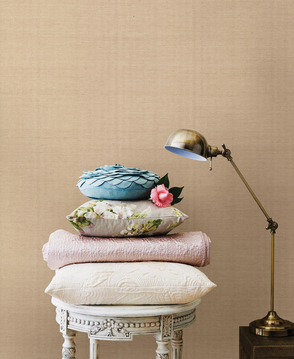 York Ruslan Beige Grasscloth Wallpaper
