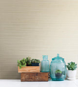 York Kostya Fog Grasscloth Wallpaper