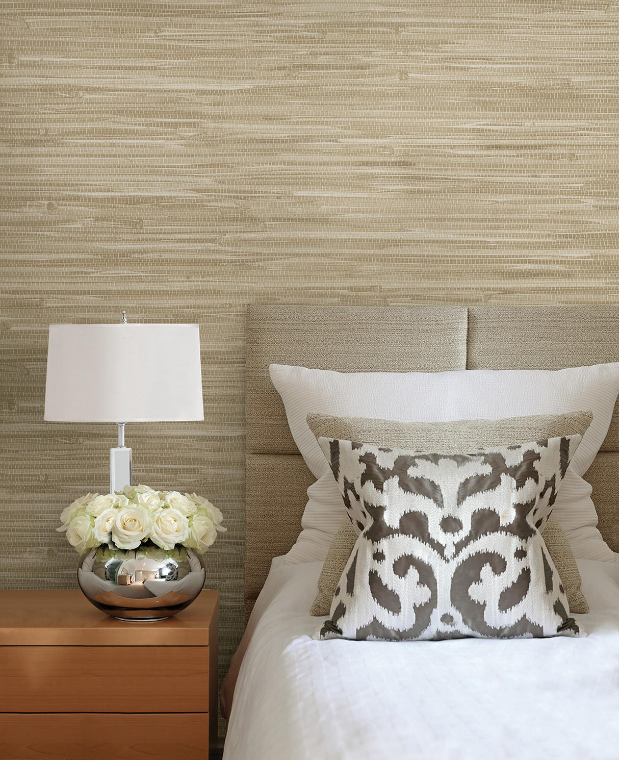 York Martina Beige Grasscloth Wallpaper