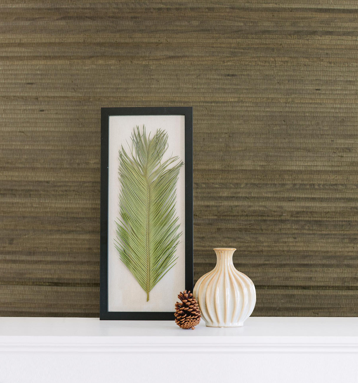 York Lucie Charcoal Grasscloth Wallpaper