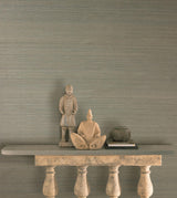 York Manos Teal Grasscloth Wallpaper
