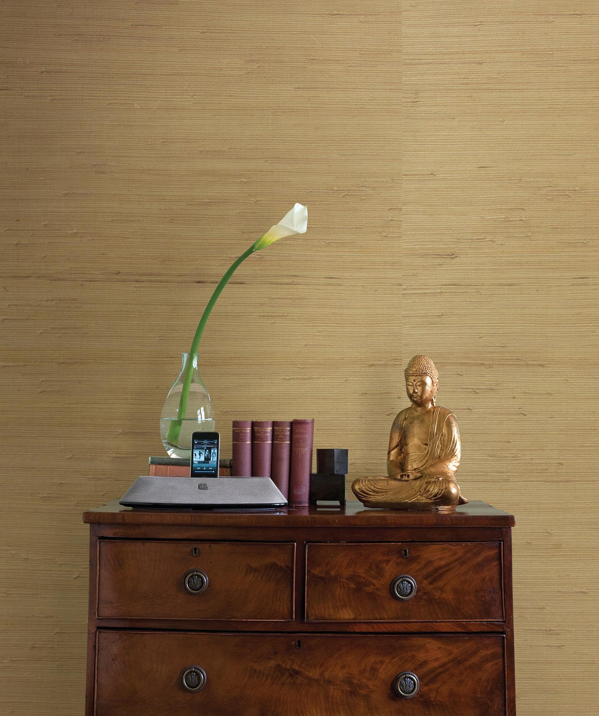 York Kostya Beige Grasscloth Wallpaper