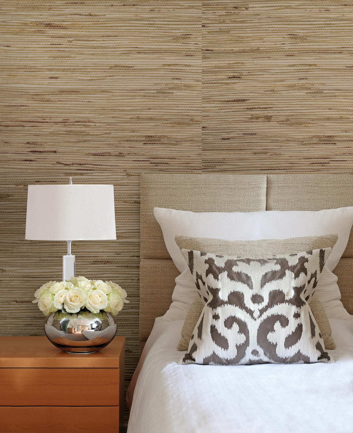 York Andrei Olive Grasscloth Wallpaper