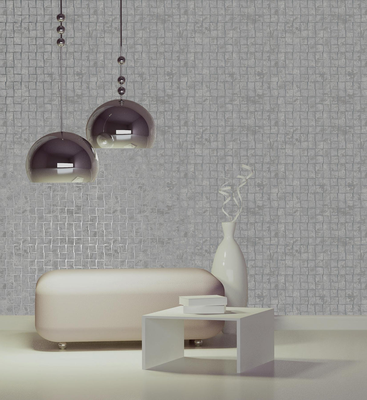 York Cubist Silver Geometric Wallpaper