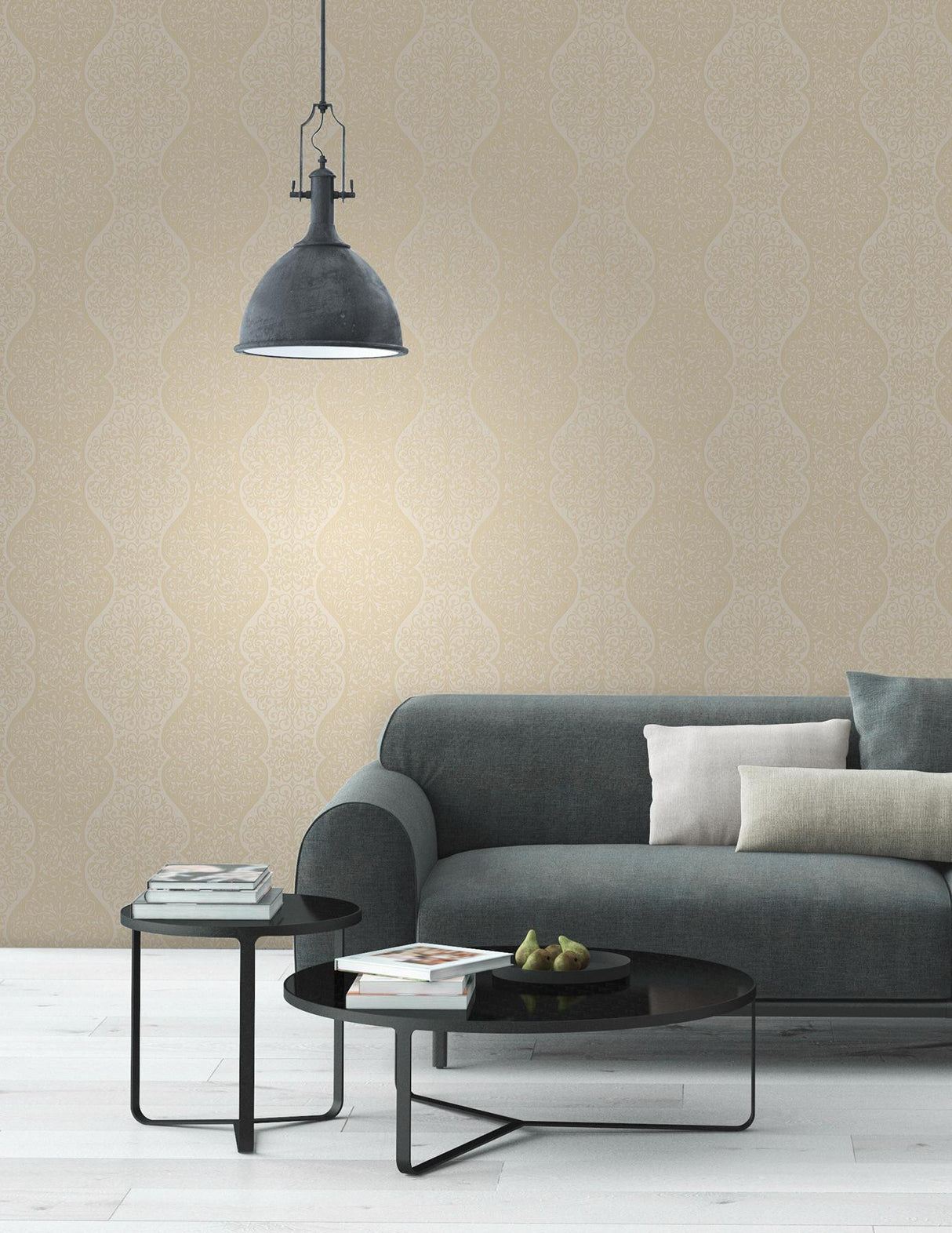 York Cadence Gold Scroll Wallpaper