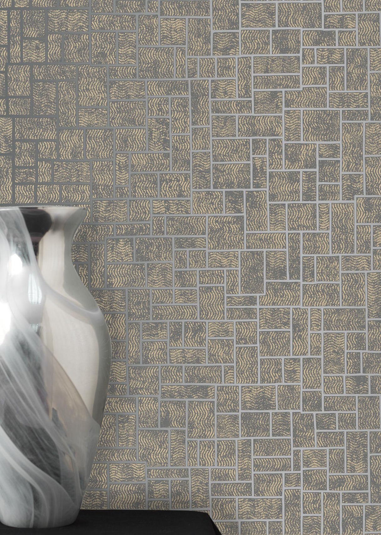 York Etude Charcoal Geometric Wallpaper