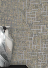 York Etude Charcoal Geometric Wallpaper