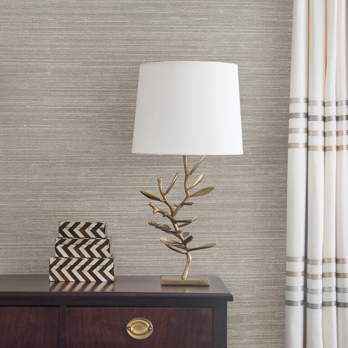 York Liaohe Silver Grasscloth Wallpaper