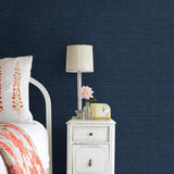 York Peninsula Navy Sisal Grasscloth Wallpaper
