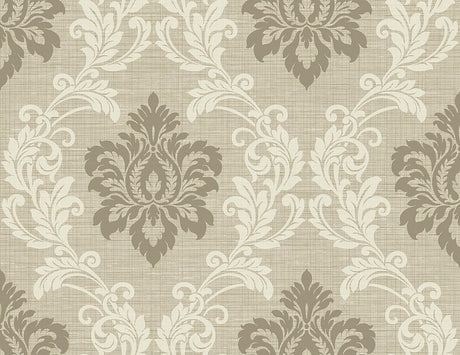 York Adela Neutral Twill Damask Wallpaper
