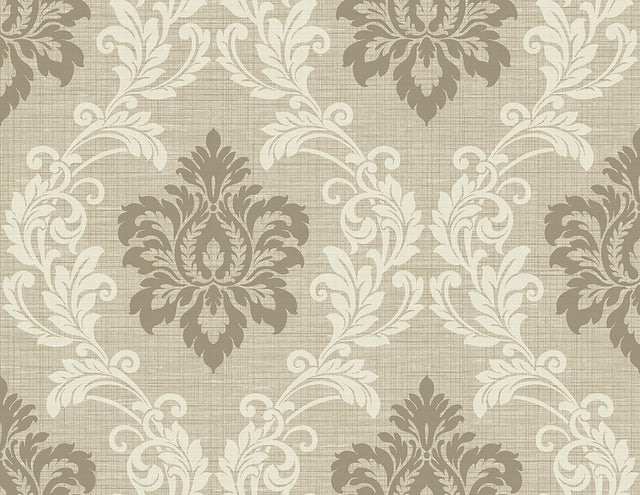 York Adela Neutral Twill Damask Wallpaper