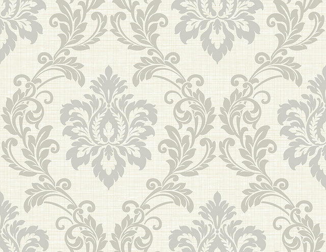 York Adela Ivory Twill Damask Wallpaper