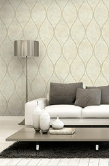 York Eira Beige Marble Ogee Wallpaper