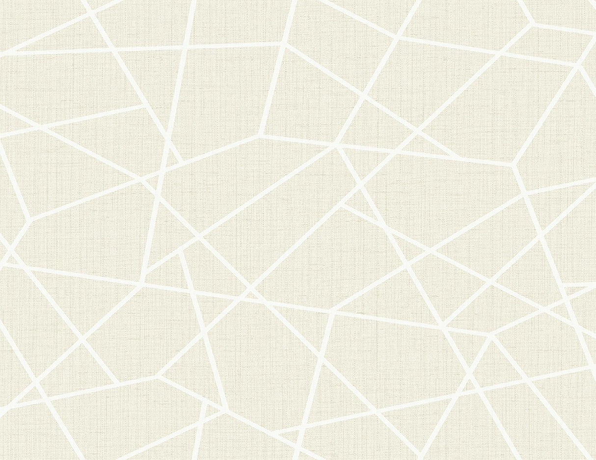York Heath Cream Geometric Linen Wallpaper