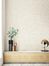 York Heath Cream Geometric Linen Wallpaper