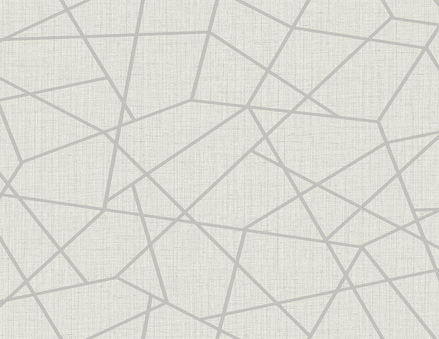 York Heath Silver Geometric Linen Wallpaper