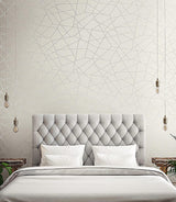 York Heath Silver Geometric Linen Wallpaper