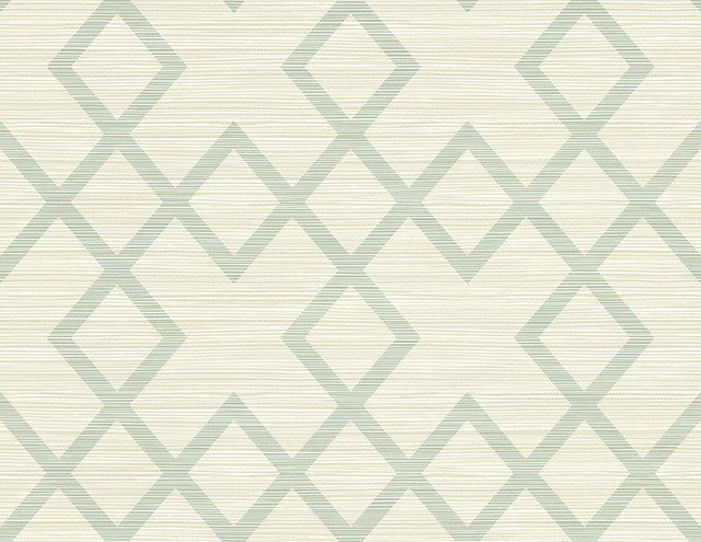 York Vana Seafoam Woven Diamond Wallpaper