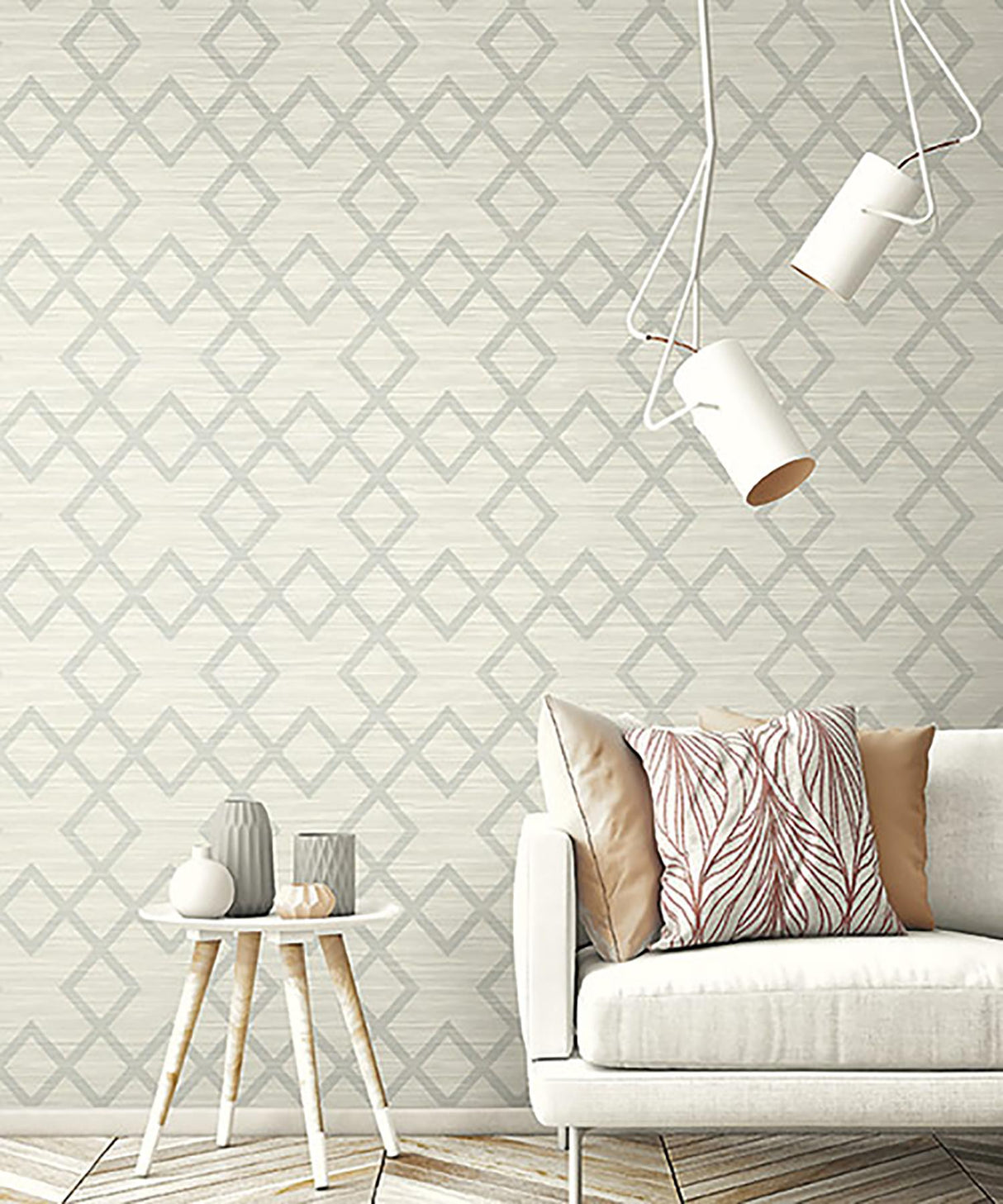 York Vana Light Grey Woven Diamond Wallpaper