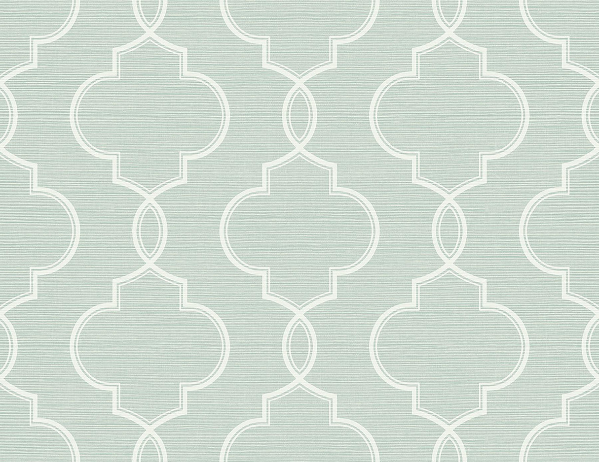 York Malo Aqua Sisal Ogee Wallpaper