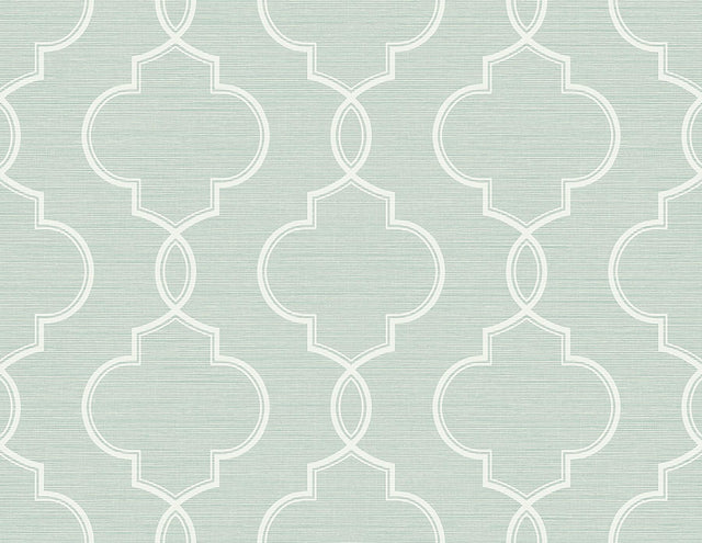York Malo Aqua Sisal Ogee Wallpaper
