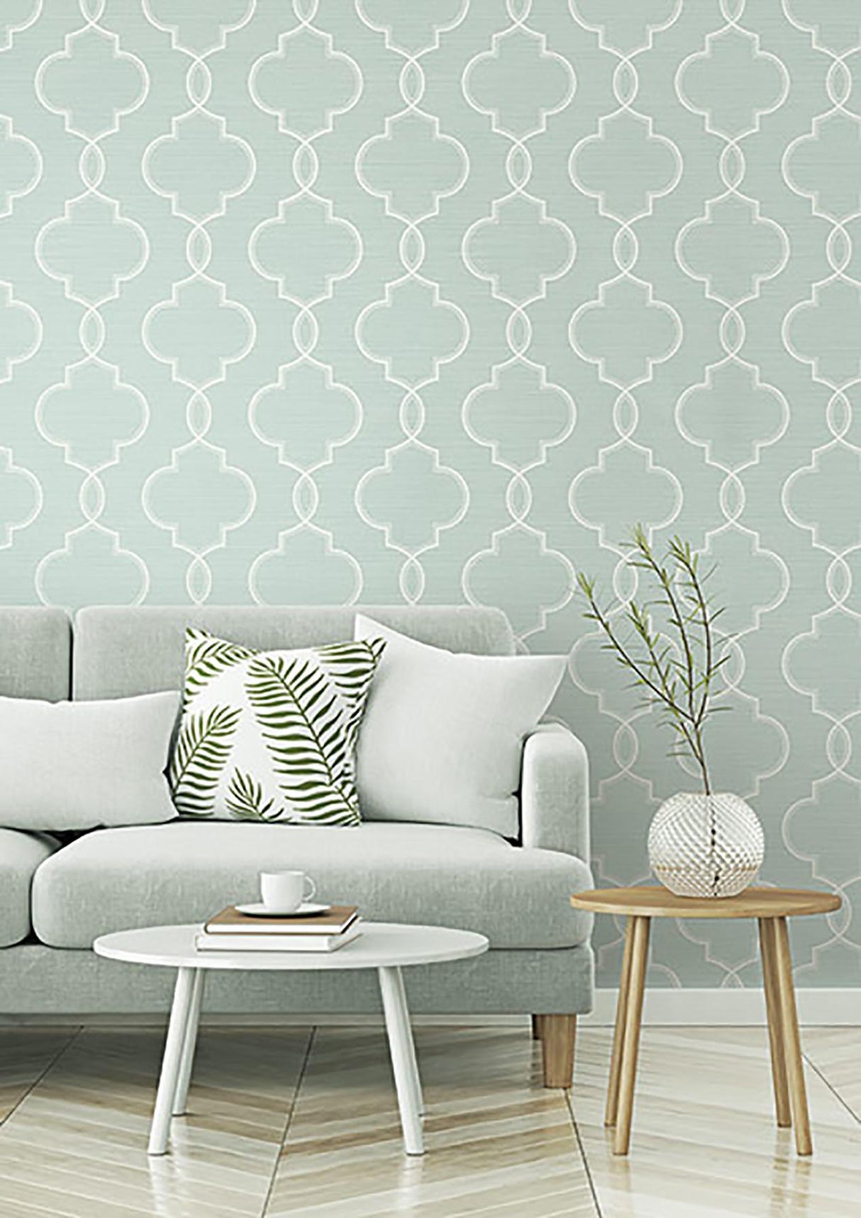 York Malo Aqua Sisal Ogee Wallpaper