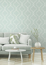 York Malo Aqua Sisal Ogee Wallpaper
