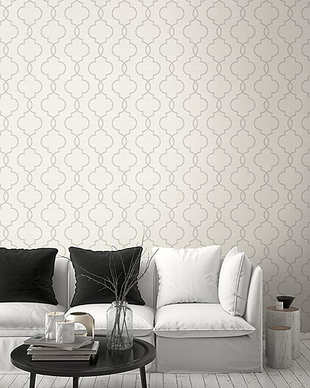 York Malo Light Grey Sisal Ogee Wallpaper