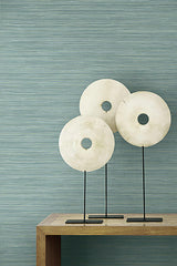 York Bondi Teal Grasscloth Texture Wallpaper