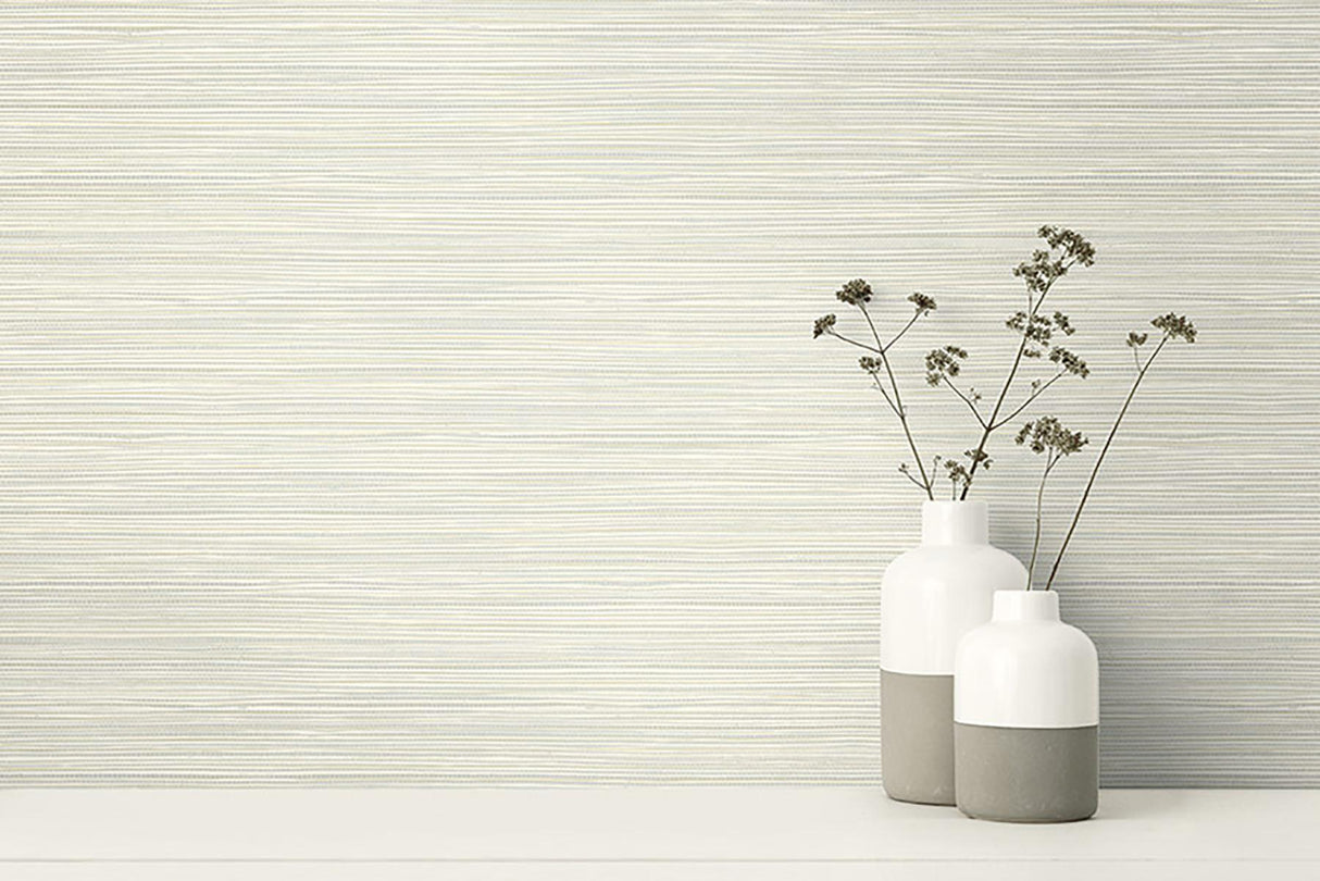 York Bondi Light Grey Grasscloth Texture Wallpaper