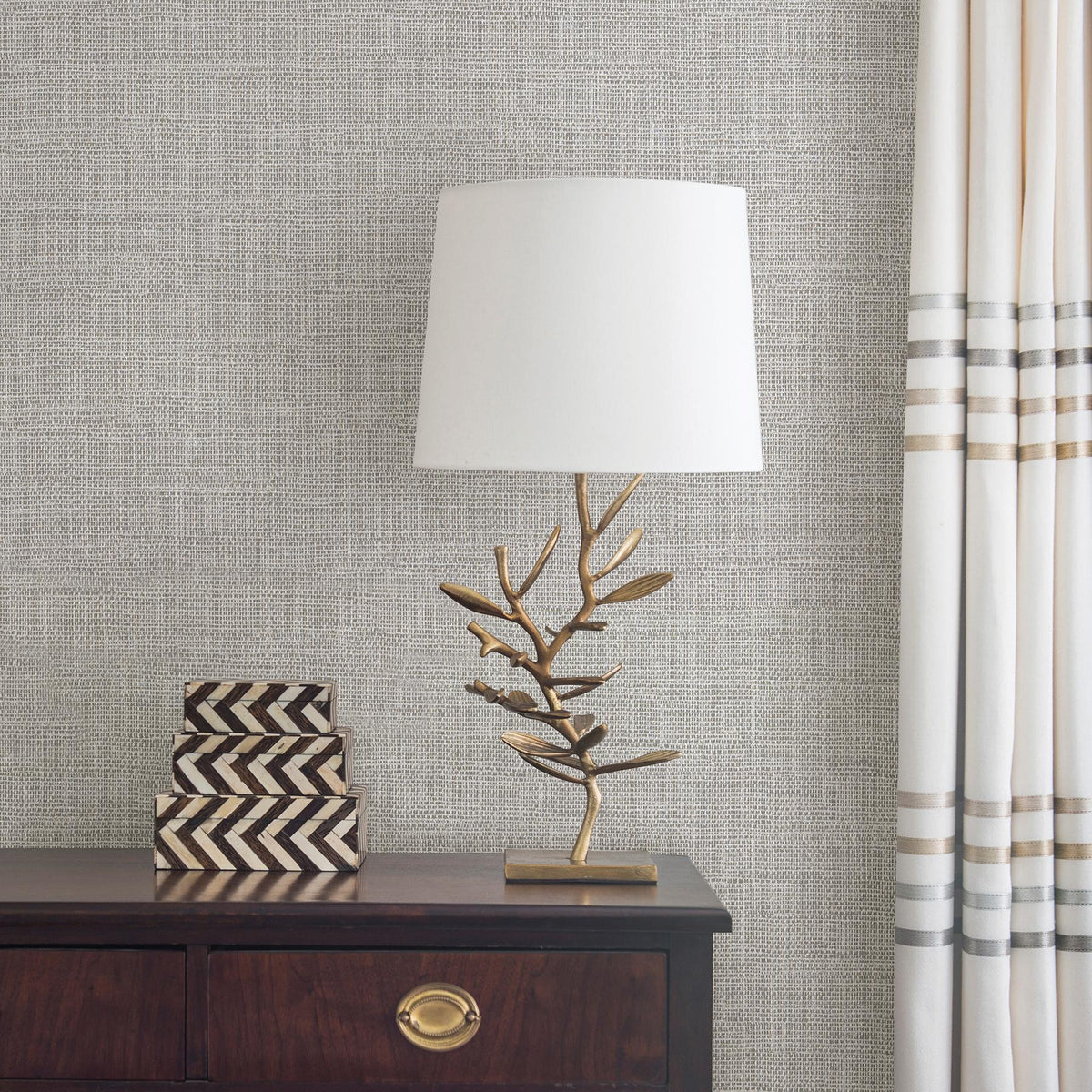 York Bohemian Bling Pewter Woven Texture Wallpaper