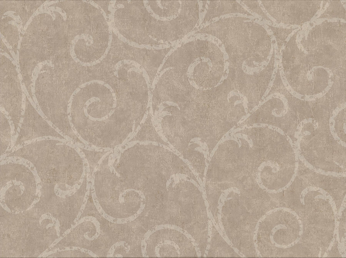 York Sansa Light Brown Plaster Scroll Wallpaper