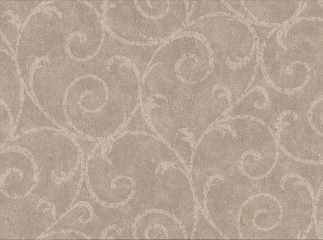 York Sansa Light Brown Plaster Scroll Wallpaper