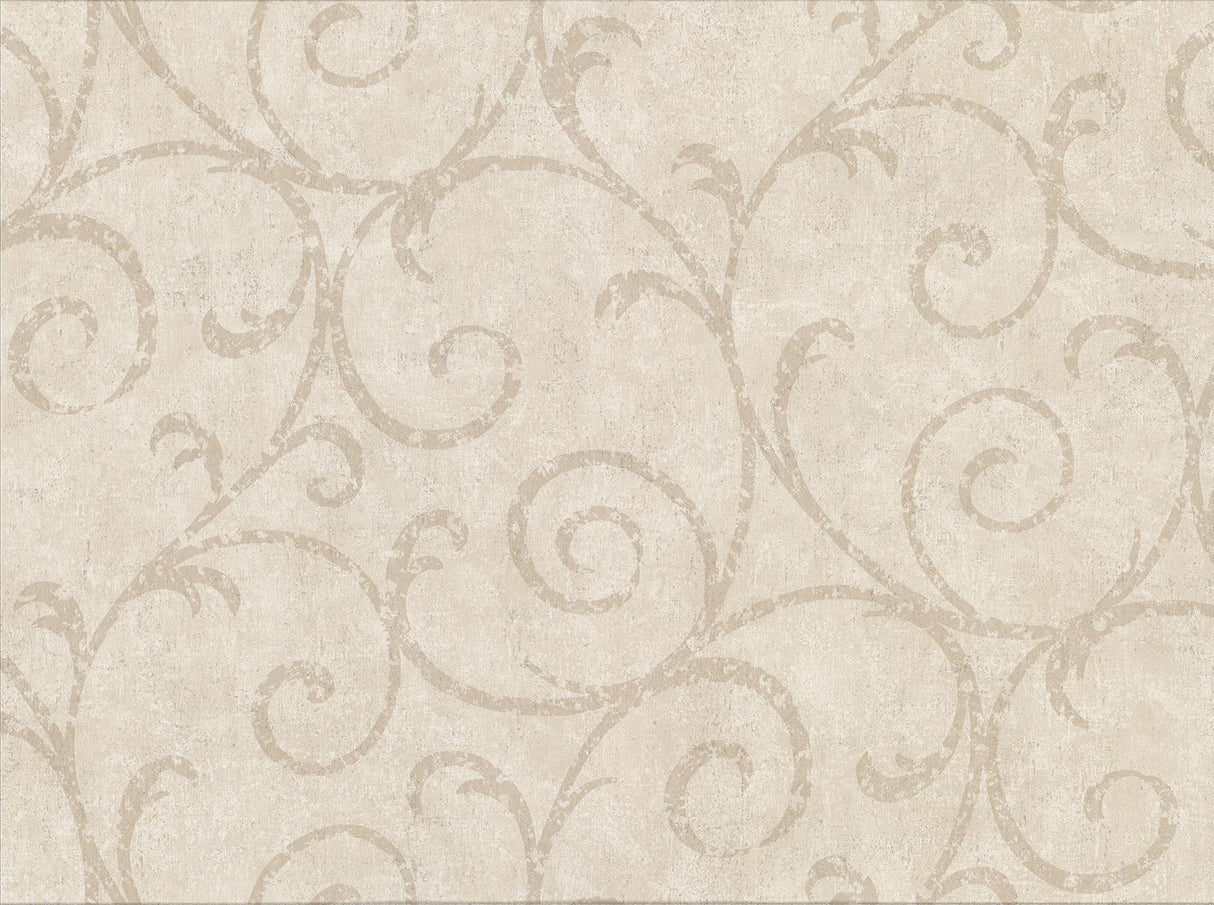 York Sansa Beige Plaster Scroll Wallpaper