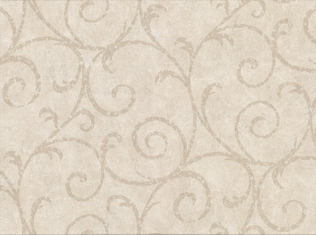 York Sansa Beige Plaster Scroll Wallpaper