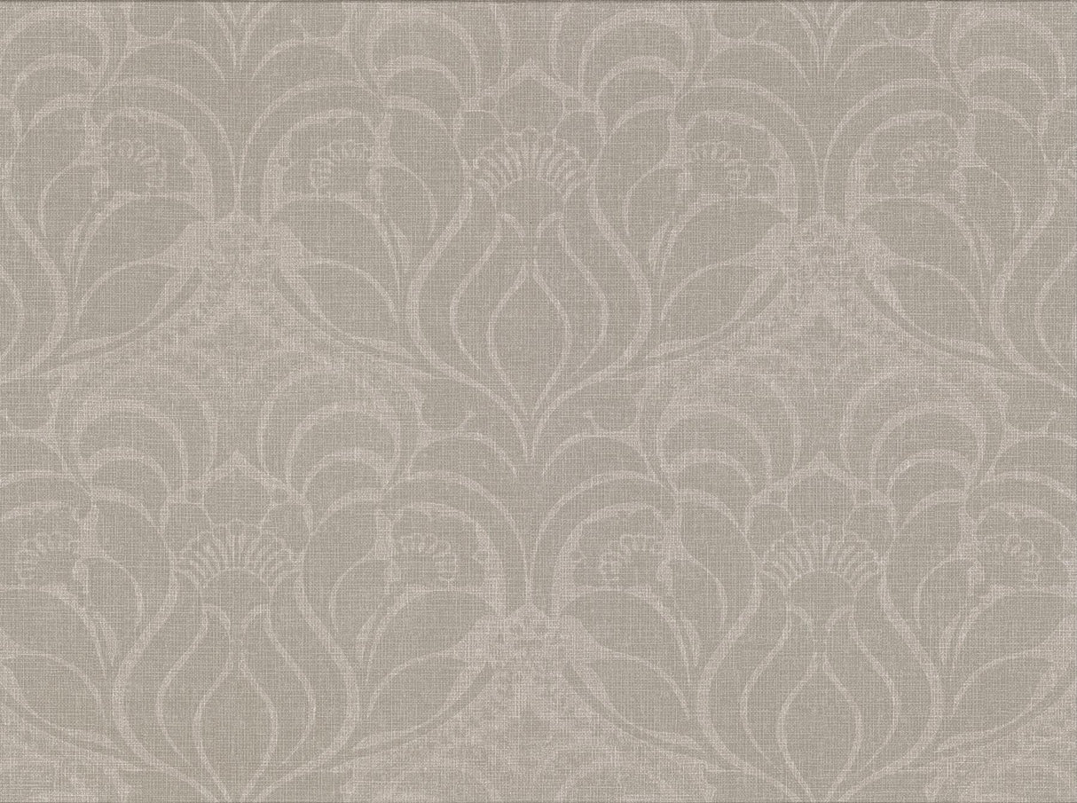 York Sandor Grey Damask Wallpaper