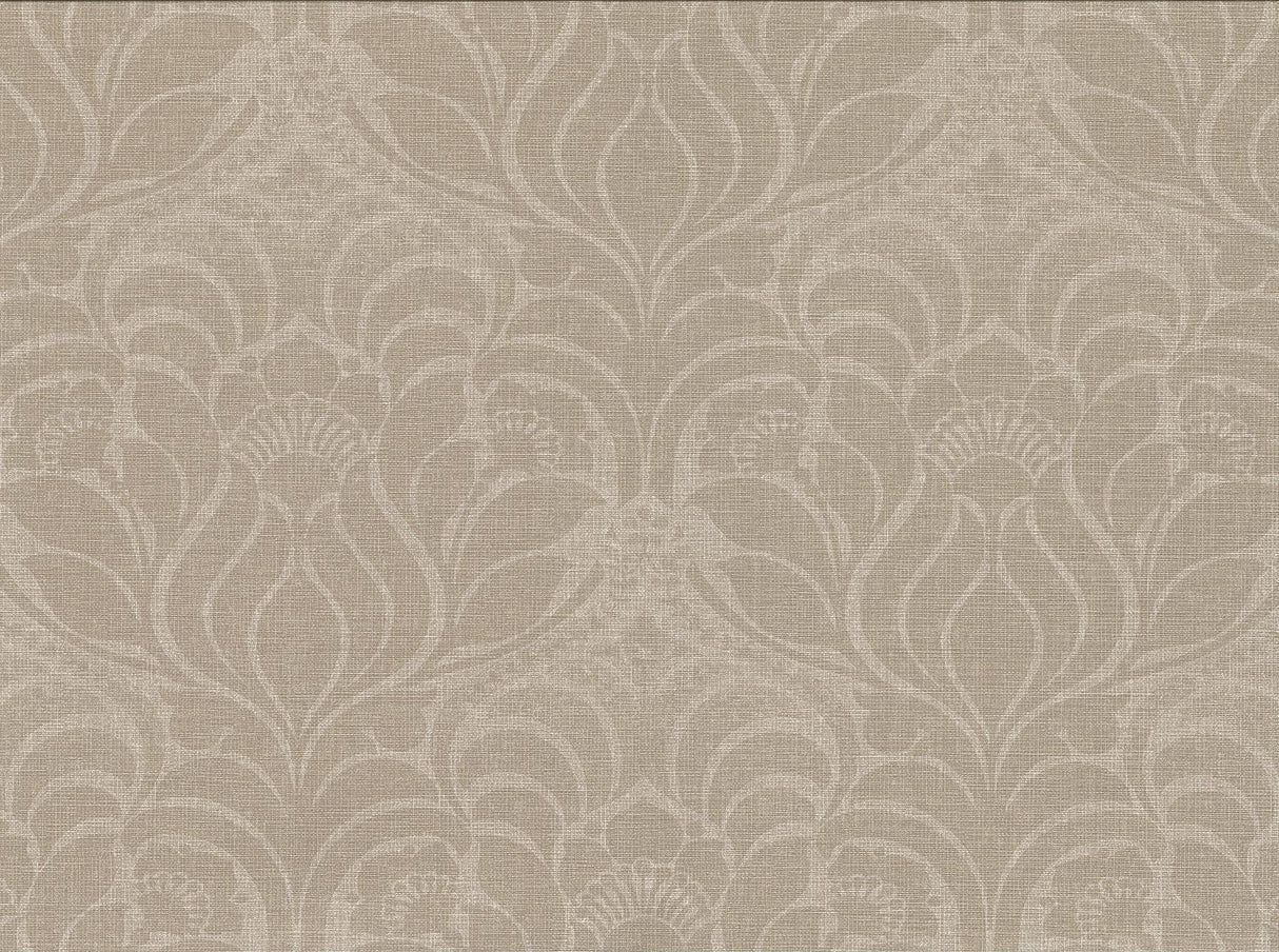 York Sandor Light Brown Damask Wallpaper