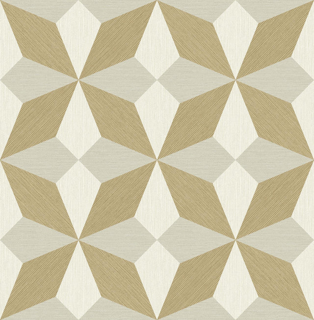York Valiant Gold Faux Grasscloth Mosaic Wallpaper