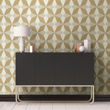 York Valiant Gold Faux Grasscloth Mosaic Wallpaper