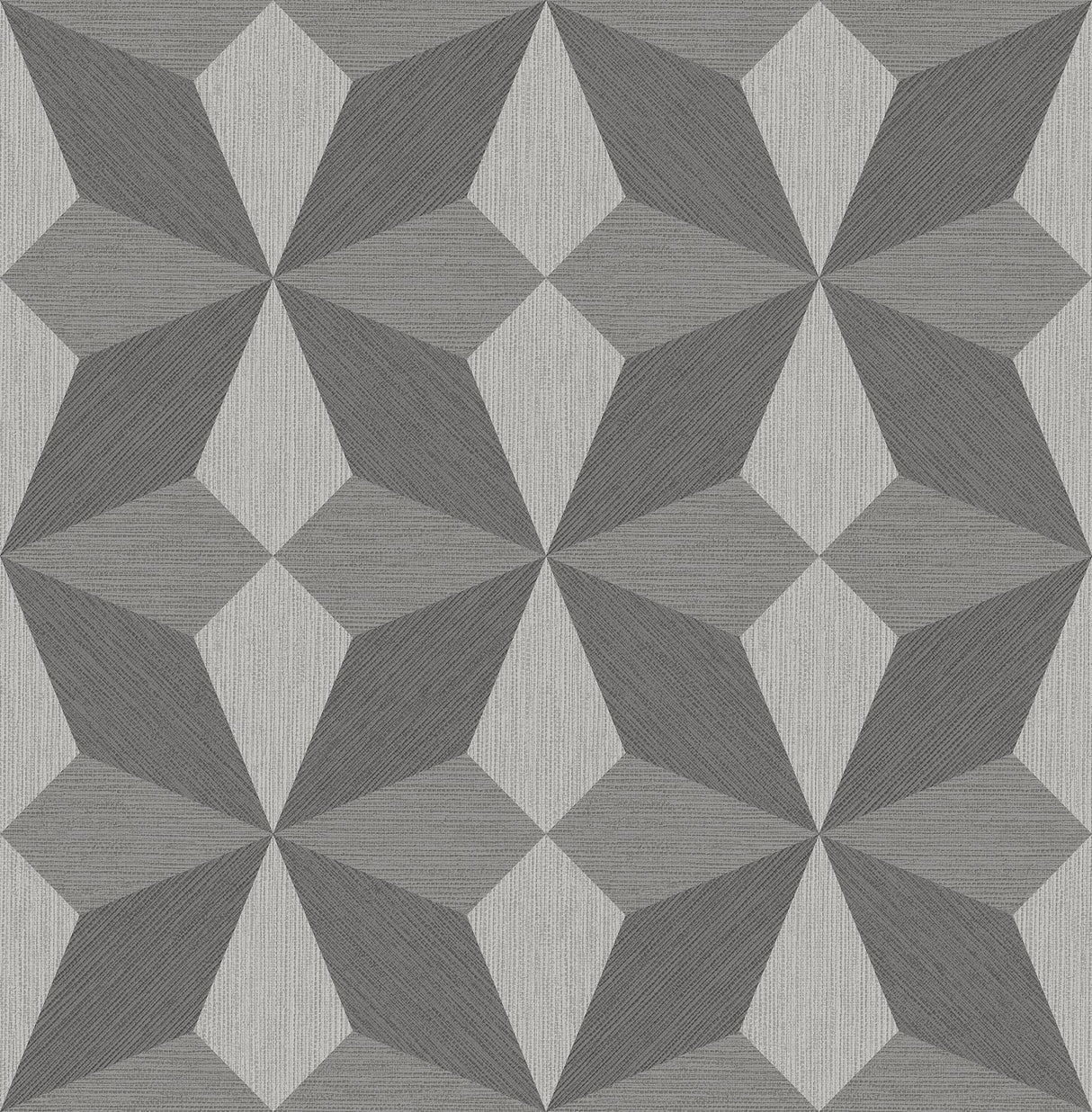 York Valiant Grey Faux Grasscloth Mosaic Wallpaper