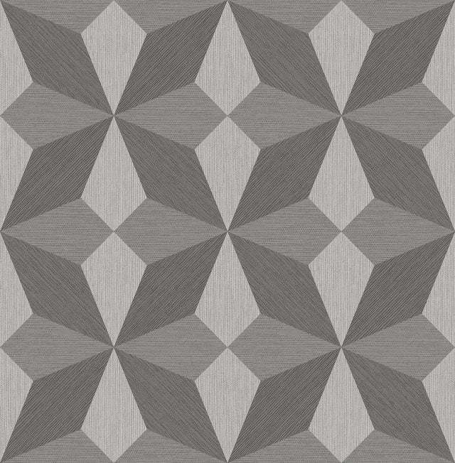 York Valiant Grey Faux Grasscloth Mosaic Wallpaper
