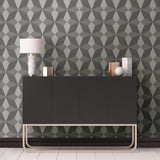 York Valiant Grey Faux Grasscloth Mosaic Wallpaper