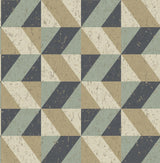 York Cerium Blue Concrete Geometric Wallpaper