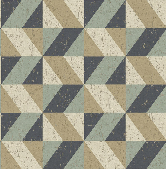 York Cerium Blue Concrete Geometric Wallpaper