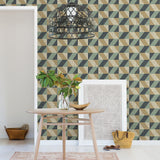 York Cerium Blue Concrete Geometric Wallpaper
